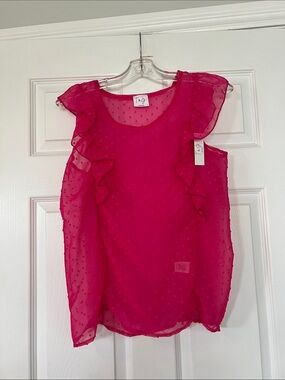 T&G Hot Pink Swiss Dot Ruffle Chiffon Camisole